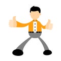 Vector illustration businessman worker thumb up like character flat design cartoon style Royalty Free Stock Photo