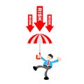 businessman worker use umbrella to protect risk cartoon doodle flat design vector illustration 