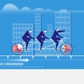 Vector illustration of businessmen riding tandem bike in flat style