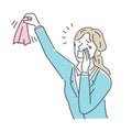 Vector illustration of a businesswoman crying and saddening goodbye