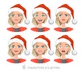 Women in Santa hat with different emotions