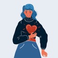 Vector illustration of Vector of Businesswoman suffering from terrible stomachache and heartache pain