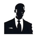 Black silhouette of bust of a man in a suit on white background Royalty Free Stock Photo