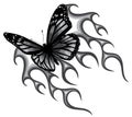 Monochromatic vector Illustration of a butterfly made of fire