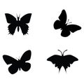 Vector illustration of butterfly silloettes on white background Royalty Free Stock Photo