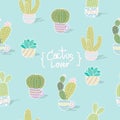 Vector illustration cactus seamless pattern background. colorful