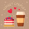 Vector illustration of cake and coffee cup