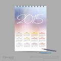 Vector illustration calendar for 2015. Brand identity company style template.