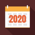 Vector illustration. Calendar. Flat 2020 year icon. Planning.