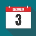 Vector illustration. Calendar icon. Calendar Date - Desember 3. Planning. Time management.