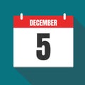 Vector illustration. Calendar icon. Calendar Date - Desember 5. Planning. Time management