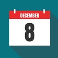 Vector illustration. Calendar icon. Calendar Date - Desember 8. Planning. Time management