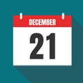 Vector illustration. Calendar icon. Calendar Date - Desember 21. Planning. Time management