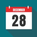 Vector illustration. Calendar icon. Calendar Date - Desember 28. Planning.