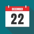 Vector illustration. Calendar icon. Calendar Date - Desember 22. Planning.