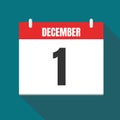 Vector illustration. Calendar icon. Calendar Date - Desember 1. Planning. Time management.