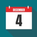 Vector illustration. Calendar icon. Calendar Date - Desember 4. Planning. Time management