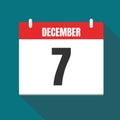 Vector illustration. Calendar icon. Calendar Date - Desember 7. Planning. Time management