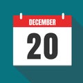 Vector illustration. Calendar icon. Calendar Date - Desember 20. Planning. Time management