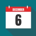 Vector illustration. Calendar icon. Calendar Date - Desember 6. Planning. Time management