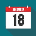 Vector illustration. Calendar icon. Calendar Date - Desember 18. Planning.