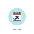 Vector illustration. Calendar lined icon.Date time. Holiday planning.