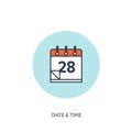 Vector illustration. Calendar lined icon.Date time. Holiday planning.