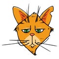 Cat icon. Vector illustration of a calm cat. Hand drawn ginger cat with a mustache