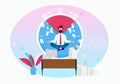 Vector Illustration Calm in Workplace Cartoon Flat