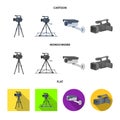 Vector design of camcorder and camera icon. Set of camcorder and dashboard stock symbol for web.
