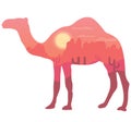 Vector Illustration Camel Desert Abstract.
