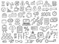 Big set of business icons in doodle style.