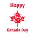 Vector illustration for Canada Day with red maple leaf in vintage style. Design template for poster, banner, flayer, greeting, i