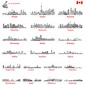 Vector illustration of Canadian city skylines in black and white tints color palette Royalty Free Stock Photo