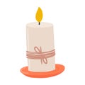 Vector illustration: candle in hand draw hygge style.