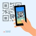 capture QR code on mobile phone. Digital technology, information barcode, symbol electronic scan