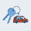 Vector illustration of Car key ring on white background. Royalty Free Stock Photo
