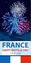 Vector illustration,card,banner or poster for the French National Day.Happy Bastille Day. Royalty Free Stock Photo