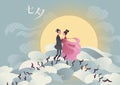 Vector illustration card for chinese valentine Qixi festival