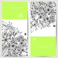 Vector illustration of card with floral banners Zen Tangle, doodling Royalty Free Stock Photo