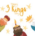 Vector illustration card for Happy Three Kings Day celebration Royalty Free Stock Photo