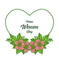 Vector illustration card invitation of happy women days for frame flower pink with white backdrop