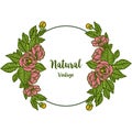 Vector Illustration Card Natural Vintage With Art Of Rose Flower Frames Blooms