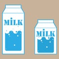 Milk in the package. Vector illustration cardboard packaging of milk. Carton pack. Paper box design for drink milk product Royalty Free Stock Photo