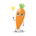Vector illustration of carrot character with cute expression, get idea, happy, funny,