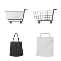 Vector illustration of cart and market logo. Set of cart and pushcart vector icon for stock.