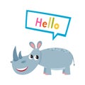 Vector illustration of cartoon animal - rhinoceros isolated on white