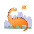 Cartoon Argentinosaurus dinosaur on white background