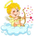 Cupid Shooting With Bow. Royalty Free Stock Photo