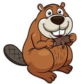 Cartoon beaver with a wood